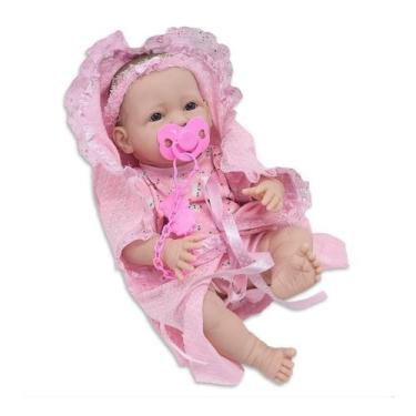 Imagem de Boneca Bebê Reborn Vinil Faz Xixi Com Fralda E Acessórios - Diver Toys