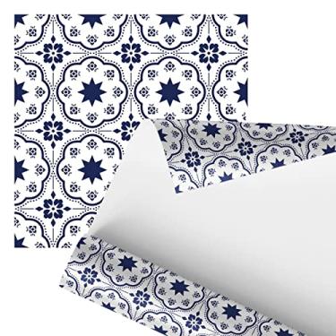 Imagem de Papel De Parede Adesivo Arabesco Azulejo Retro Azul 2,80m