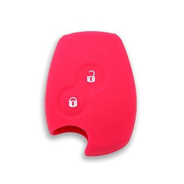 Imagem de CSHU Silicone 2 Botões Car Key Case Cover Chaveiro Ring Key Bag, apto para Renault Kangoo Dacia Scenic Megane Sandero Captur Twingo Modus, Vermelho
