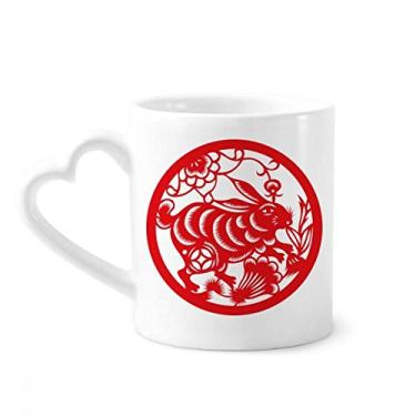 Imagem de Caneca de arte do zodíaco com coelhos cortados em papel China Caneca de café cerâmica copo de coração de vidro
