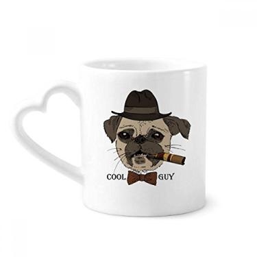 Imagem de Caneca de cerâmica estilo britânico suave para cachorro e cigarro caneca de café copo de coração de vidro