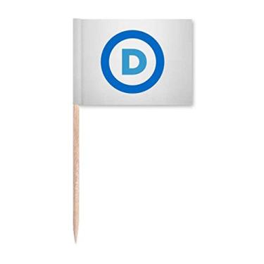 Imagem de Bandeira de palito de dente azul para festa democrática com emblema dos Estados Unidos para decoração de festa