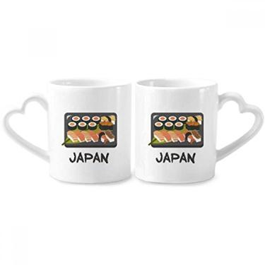 Imagem de Caixa de sushi japonesa tradicional conjunto de canecas de porcelana para casais, copo de cerâmica para amantes, alça de
