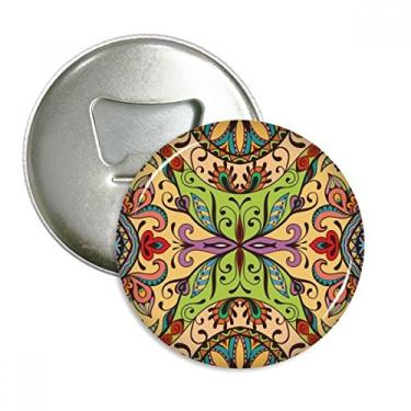 Imagem de Padrão Europeu Flores Folhas Linhas Abridor de Garrafas Imã de Geladeira Emblema Multifuncional