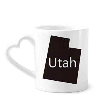 Imagem de Utah Caneca com mapa dos Estados Unidos da América café cerâmica copo de coração de vidro