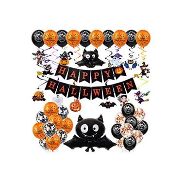 Imagem de Bestgift Decorações de festa de Halloween Conjunto de balões de feliz dia das bruxas