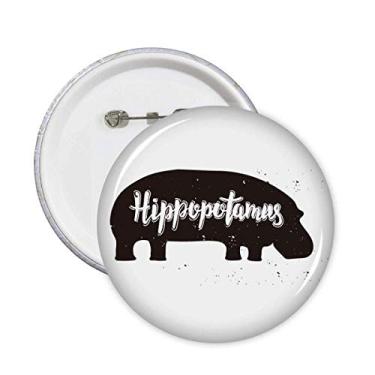 Imagem de Hipopótamo preto e branco animal pinos crachá botão emblema acessório decoração 5 peças