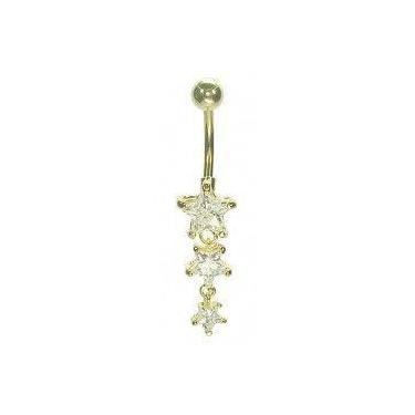 Imagem de Piercing De Ouro 18K De Umbigo Com 3 Estrelas - Elegancy Joias