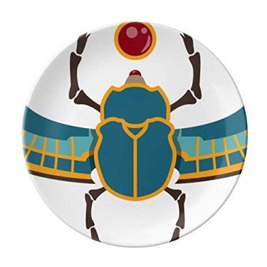 Imagem de Egito vermelho amarelo azul besouro atonismo prato decorativo porcelana salver talheres jantar prato