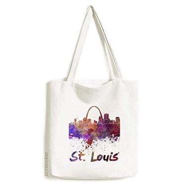 Imagem de St.Louis America Cidade Aquarela Bolsa sacola de compras casual bolsa de mão