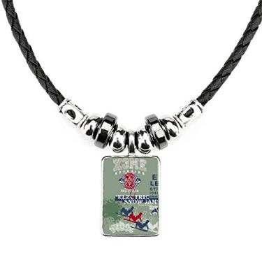 Imagem de DIYthinker Esqui, inverno, esporte, cidade, ilustração, colar, joias, torque, corda de couro, pingente