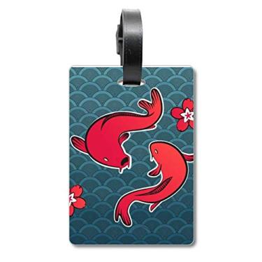 Imagem de Red Fish Japan Chinese Lucky Bagcase Bag Etiqueta Bagagem Cartão de Bagagem Scutcheon Etiqueta