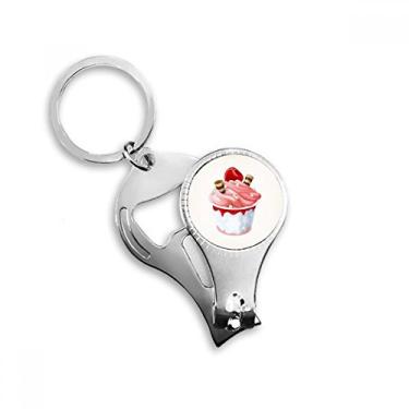 Imagem de Chaveiro de cereja rosa sabor sorvete doce cortador de unhas chaveiro abridor de garrafa