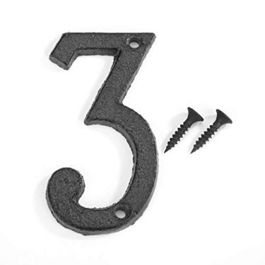 Imagem de Placa de casa flutuante 3D de 8 cm, placa de metal retrô, números árabes digitais, placa de porta de ferro fundido, decoração criativa de pátio, preta, antiferrugem, durável