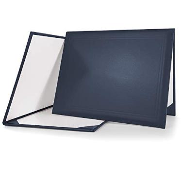 Imagem de GraduationMall 21,6 cm x 28 cm Suporte de certificado de capa de diploma acolchoado liso azul escuro, pacote com 1