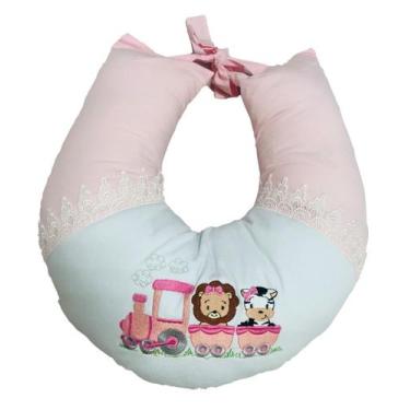 Imagem de Almofada Para Amamentação de Piquet Rosa Bordada Júlia Baby