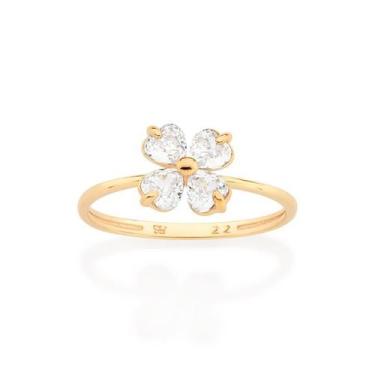 Imagem de Anel Rommanel Skinny Flor Folheado Ouro com Zircônias 513389, 16, Dour