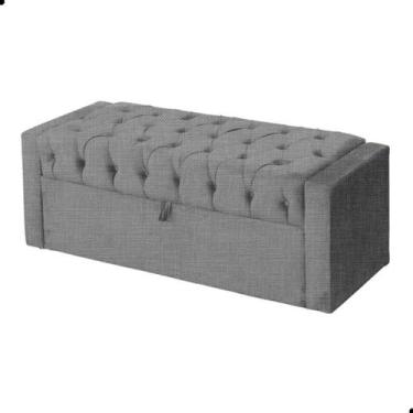 Imagem de Calçadeira de Sapatos Baú Estofada 90cm Solteiro Linho Emma - Fina Mob