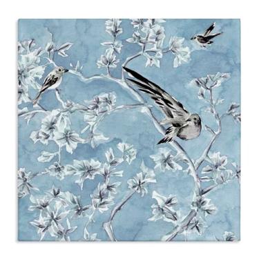 Imagem de Stupell Industries Arte de parede em tela de ramos de pássaro serenidade cunhada por Melissa Wang, 43 x 43 cm