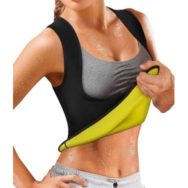 Imagem de Camiseta feminina esportiva de neoprene emagrecedora, suor quente, colete modelador corporal para perda de peso, sem zíper, cinza, Sauna, Black Neoprene Shirt Vest, Large