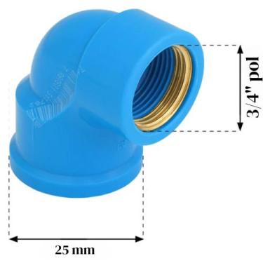 Imagem de Kit 2un Joelho 90 de solda bucha latão rosca 25mm x 3/4 Krona ref 498