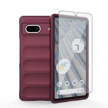 Imagem de Asuwish Capa de celular para Google Pixel 7A 5G 2023 com protetor de tela de vidro temperado e TPU macio, fina, à prova de choque, proteção de silicone, acessórios Pixel7A A7, mulheres, homens,