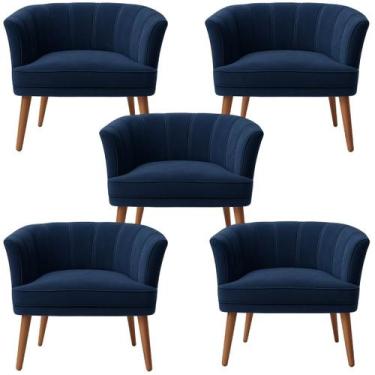 Imagem de Jogo 5 Poltronas Decor para Recepção Clinica Tecido Veludo Confortavel