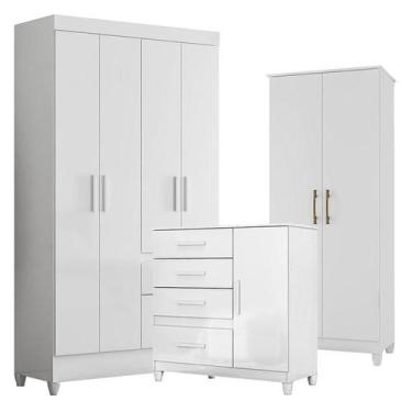 Imagem de Guarda Roupa Infantil Madri com Cômoda Vênus com pés e Armário Multius