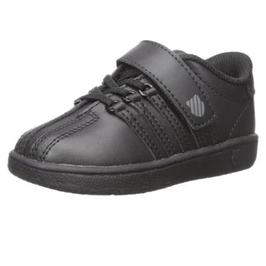 Imagem de K-SWISS Classic VN Tênis com fecho de velcro (infantil/infantil/criança pequena/criança grande), Black/Black, 4 Toddler
