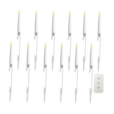 Imagem de Ｂｅｓｇａ 12 peças de velas de árvore de Natal LED velas cônicas curtas quentes com castiçais de LED remotos para casa sala de estar mesa de festa, Sincelos