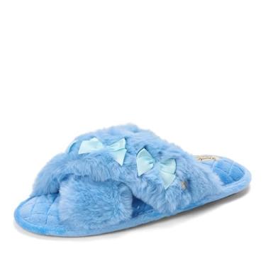 Imagem de Dearfoams Chinelo feminino Jessica Fuzzy Cross Band, 5-6