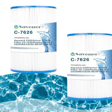 Imagem de Savener Substituição de filtro de spa para CX250RE, Star-Clear C250, PA25-4, PA25-4/M4, Unicel C-7626, FC-1230, 25 pés quadrados, pacote com 2
