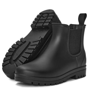 Imagem de planone Botas de chuva curtas femininas ortopédicas de largura larga modernas à prova d'água Chelsea para uso ao ar livre, sapatos de jardim, botas de tornozelo para mulheres, antiderrapante, para