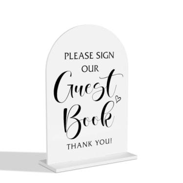 Imagem de Placa de livro de visitas, por favor, assine nosso livro de visitas placas de casamento para noivado, chá de panela, cerimônia, recepção, evento, festa, mesa, decoração acrílica