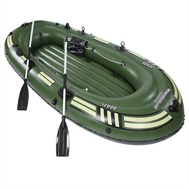 Imagem de LMJYU Barco inflável dobrável com bomba de ar para 2 a 4 pessoas, barco inflável portátil, barco inflável espesso, 190 x 120 x 28 cm