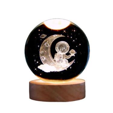 Imagem de Luminária De Mesa LED Bola De Cristal USB Galáxia Cúpula Transparente 