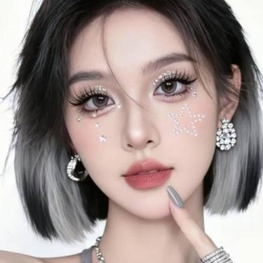 Imagem de Tatuagem temporária autoadesiva, estrela 3D e adesivos de strass de cristal | Joias reutilizáveis de rosto e corpo para maquiagem, festival, festa | decoração de unhas e olhos