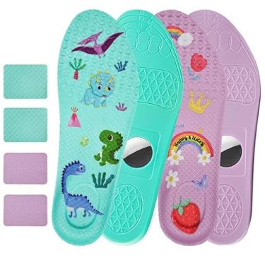 Imagem de 2 pares de palmilhas para Airtag Tracking Devise – Suporte confortável escondido com segurança para crianças/desenho animado fofo (azul roxo, 10,5 criança pequena-12,5 criança pequena)