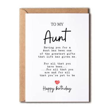 Imagem de EruditeGifts Cartão de aniversário para tia - 12 x 18 cm - Impresso em cartolina lisa e pesada - em branco dentro para mensagem pessoal - Inclui envelope