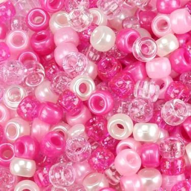 Imagem de Miçangas de pônei de plástico coração vermelho rosa para fazer joias decoração de festa dos namorados colar pulseiras brincos contas de cabelo DIY artesanato suprimentos