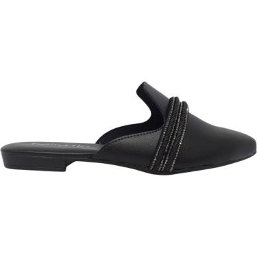 Imagem de Mule Feminino Casual Social Dia a Dia Passeio Trabalho Bico Fino Com Strass Conforto Be...
