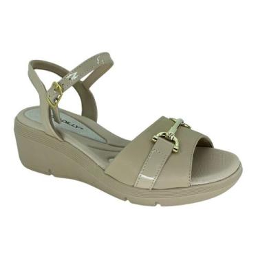 Imagem de Sandália Piccadilly Anabela 540413 - Feminino Cor:BegeTamanho:38, Bege