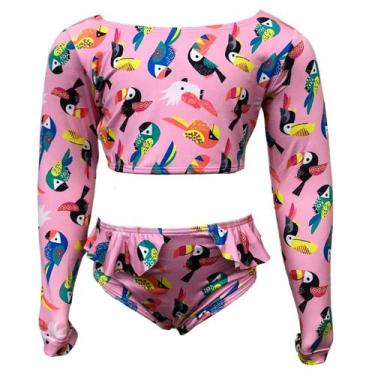 Imagem de Biquíni Infantil Cropped Com Proteção Uv50 Moda PraiaPiscina - Love4Ho
