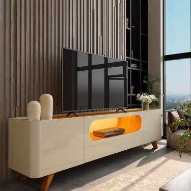 Imagem de Rack para TV até 85 Polegadas com LED 100% MDF 209,5cm Pés em Madeira 