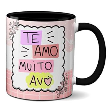 Imagem de Caneca Dia Dos Avós Presente Te Amo Muito Vó Rosa Fofa (Preta)