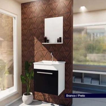 Imagem de Armario Banheiro 44cm Kit Hit Branco/Preto