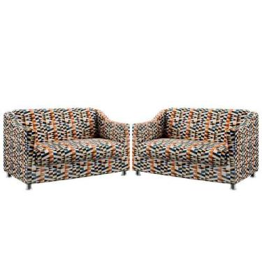 Imagem de Kit 2 Poltronas Decorativas Namoradeiras Alya Sued Estampado Laranja A