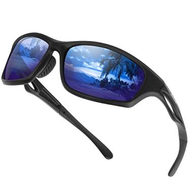 Imagem de Óculos de sol esportivos polarizados Duduma para corrida, ciclismo, pesca, golfe, Tr90, moldura inquebrável, Black Matte Frame With Blue Lens, One Size