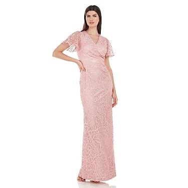 Imagem de JS Collections Vestido feminino de sereia com envoltório sintético de inverno, rosa, 40
