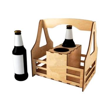 Imagem de Kit 3 Cesto Porta Garrafa Para Presente 24,5x18x25,5 Laser Mdf Madeira